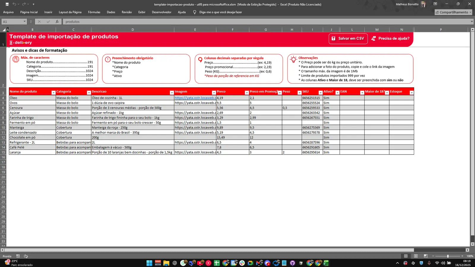 Captura de pantalla de ImportProducts Assistant · Americanas