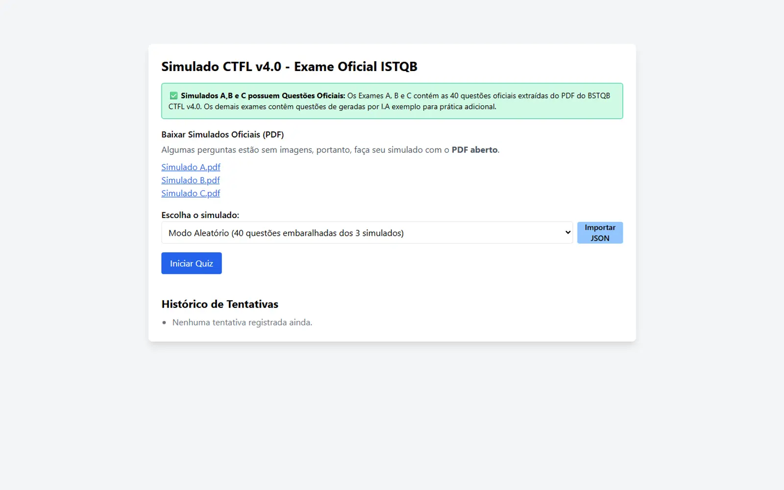 Screenshot of CTFL Exam Simulator (ISTQB)