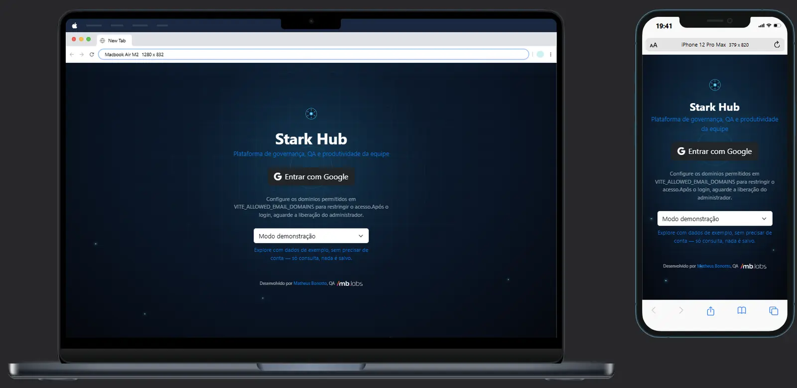 Screenshot of Stark Hub